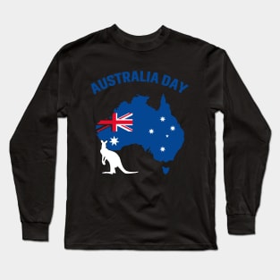 Australia Day Funny Australian Map Flag Patriotic Long Sleeve T-Shirt